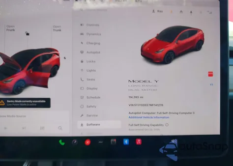 2021 Tesla Model Y Long Range Dual Motor All-Wheel Drive z USA, uszkodzony, nr VIN 5YJYGDEE7MF141276